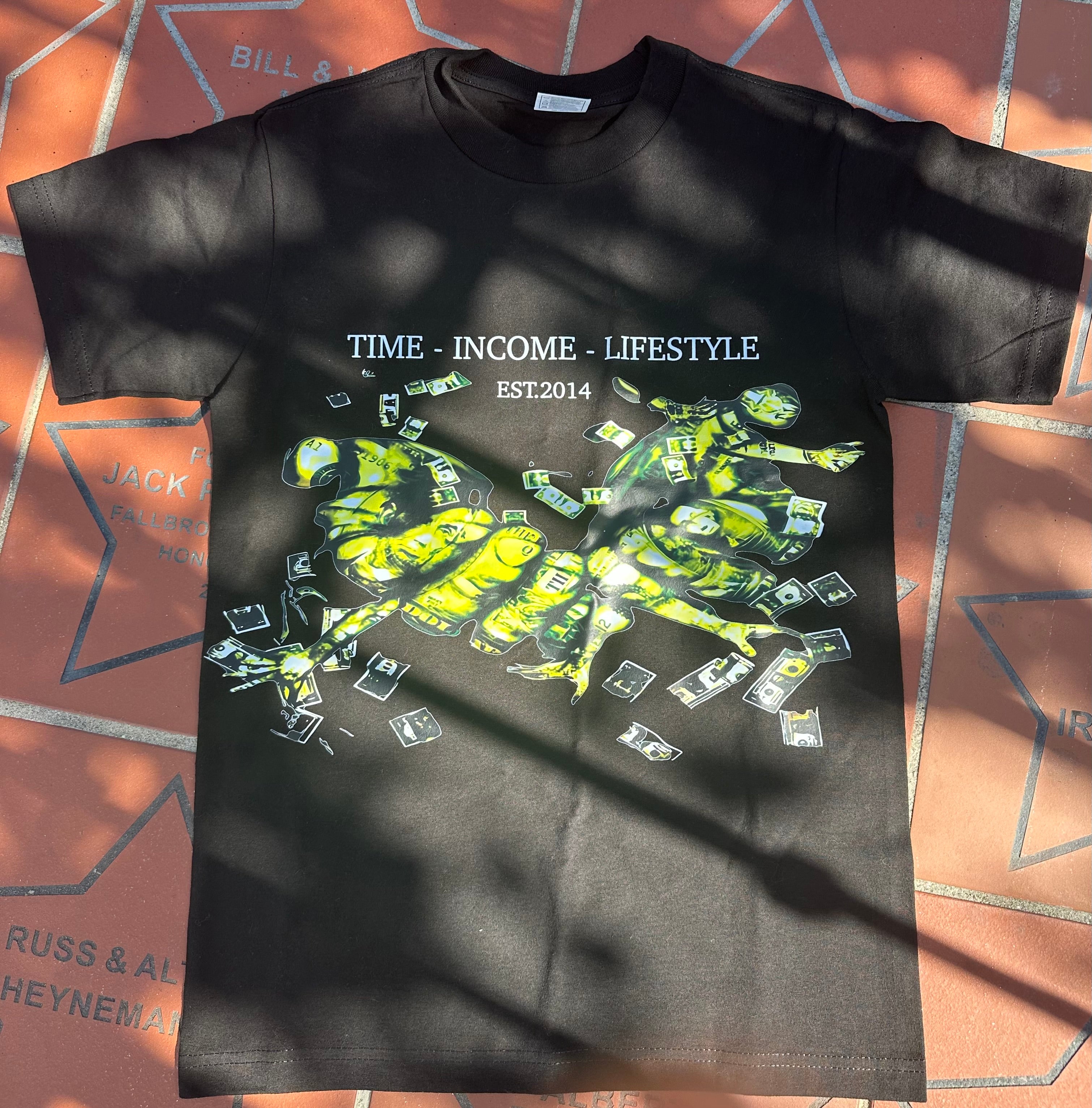 “Time, Income, Lifestyle”  Short Sleeve T-shirt “Half Front Print”